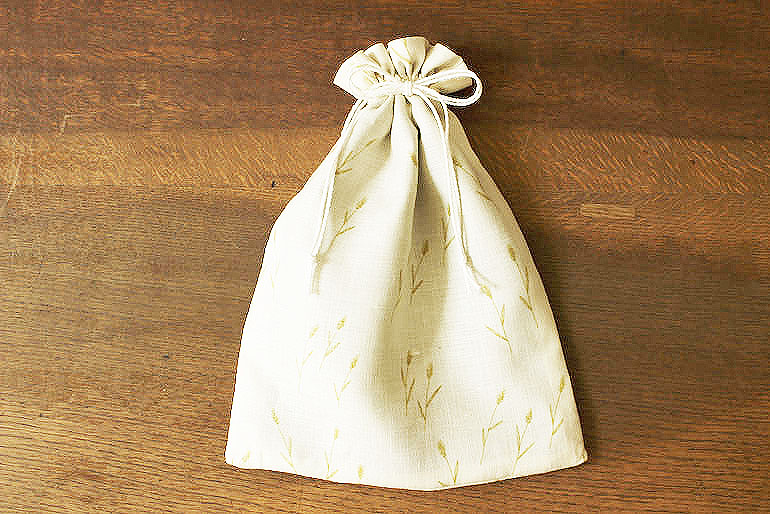 リネンプリントえのころ草ホワイト<br />巾着セット